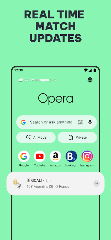 Opera: Private Web Browser Screenshot